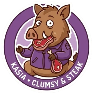 Naklejka: dzik ze stekiem, Kasia